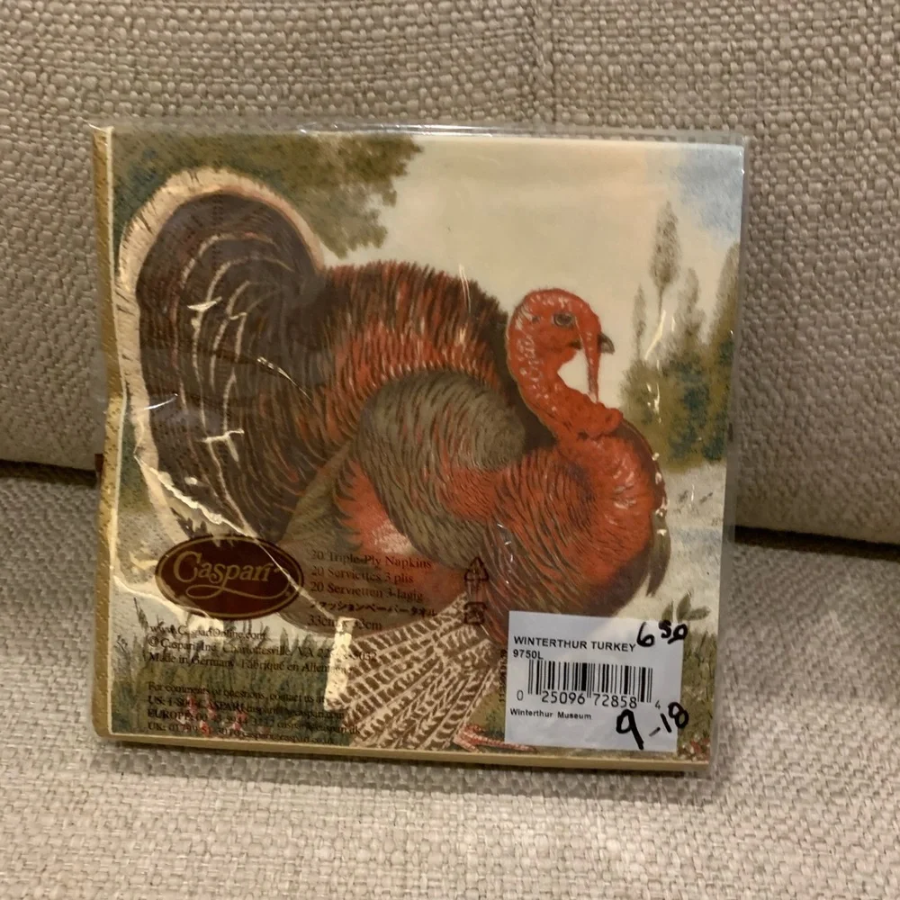 2 pkgs Caspari Winterthur Turkey Thanksgiving Napkins